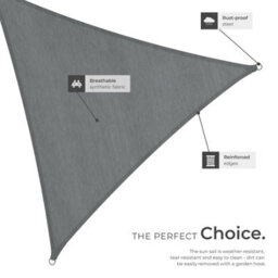 Tectake Shade Sail - Triangular With Uv Protection 50+, Water-Repellent, Grey - 4 X 4 X 4 M - Grey - thumbnail 5