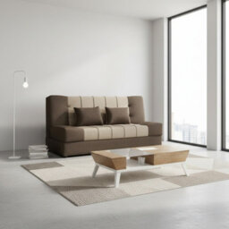 Sonia Sofa Bed With Storage Springs And Foam Stylish Living Room Or Guest Room Sofa With Cushions Brown And Beige - thumbnail 1