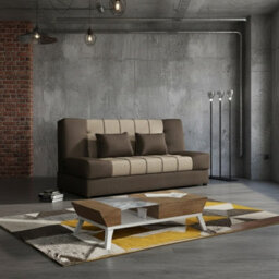 Sonia Sofa Bed With Storage Springs And Foam Stylish Living Room Or Guest Room Sofa With Cushions Brown And Beige - thumbnail 2