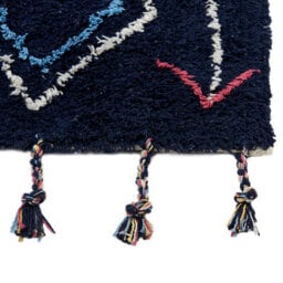 Beliani Geometric Tassel Cotton Rug 80 X 150 Cm - Hand-Tufted Black - thumbnail 3