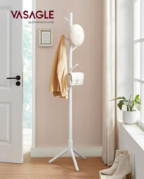 LEDREM Wooden Coat Rack With 8 Hooks, 3 Adjustable Heights, For Clothes, Hats, Bags, Entryway, Living Room, Bedroom, Office - thumbnail 1