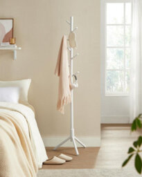 LEDREM Wooden Coat Rack With 8 Hooks, 3 Adjustable Heights, For Clothes, Hats, Bags, Entryway, Living Room, Bedroom, Office - thumbnail 5