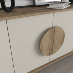 Decortie Gora Dark Oak Effect, Sandstone Particleboard 4 Door Sideboard With Metal Legs (W) 180Cm - thumbnail 4
