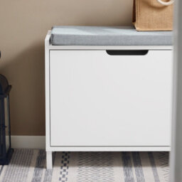 Sobuy Fsr151-K-W, Hallway Shoe Bench Shoe Rack Shoe Cabinet With Seat Cushion And Flip-Drawer,white,w60Xd24Xh51 - thumbnail 8