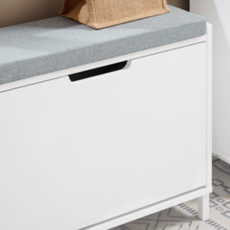 Sobuy Fsr151-K-W, Hallway Shoe Bench Shoe Rack Shoe Cabinet With Seat Cushion And Flip-Drawer,white,w60Xd24Xh51 - thumbnail 4