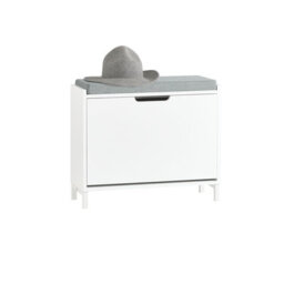 Sobuy Fsr151-K-W, Hallway Shoe Bench Shoe Rack Shoe Cabinet With Seat Cushion And Flip-Drawer,white,w60Xd24Xh51 - thumbnail 1