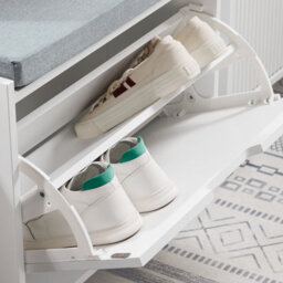Sobuy Fsr151-K-W, Hallway Shoe Bench Shoe Rack Shoe Cabinet With Seat Cushion And Flip-Drawer,white,w60Xd24Xh51 - thumbnail 6