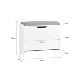 Sobuy Fsr151-K-W, Hallway Shoe Bench Shoe Rack Shoe Cabinet With Seat Cushion And Flip-Drawer,white,w60Xd24Xh51 - thumbnail 3