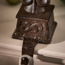 Dibor Antique Brown Fleur De Lys Decorative Stocking Hook Fireplace Stocking Holder Christmas Stocking Holder - thumbnail 4