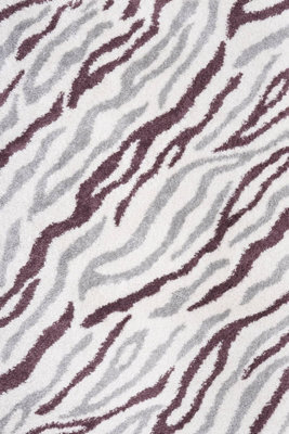 The Rugs Moodi Shaggy Grey/purple Mauvine Rug Runner Abstract Thick High Pile For Living Rooms, Bedrooms, Hallways, Kitchens - image 1