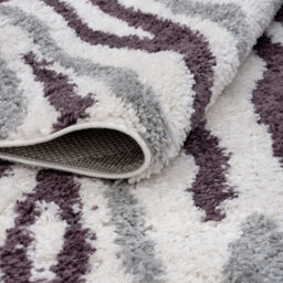 The Rugs Moodi Shaggy Grey/purple Mauvine Rug Runner Abstract Thick High Pile For Living Rooms, Bedrooms, Hallways, Kitchens - thumbnail 4