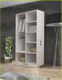 RAC3 Sliding Wardrobe With Mirror Space Saving Bedroom Wardrobe, Contemporary Bedroom Sliding Wardrobe & Mirror Wardrobe (Grey 100Cm) - thumbnail 2