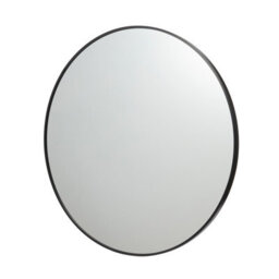 GoodHome Muhely Brushed Black Round Wall-Mounted Framed Mirror, (H)80.9Cm (W)80.9Cm - thumbnail 1