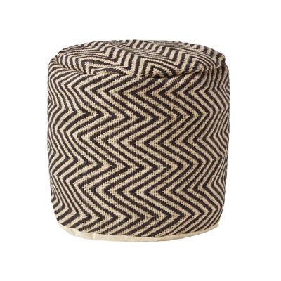 Homescapes Black And Cream Chevron Pattern Circular Pouffe - image 1