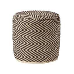 Homescapes Black And Cream Chevron Pattern Circular Pouffe - thumbnail 1