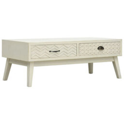 Berkfield Coffee Table With 2 Drawers Carving Grey 110X50X40 Cm Wood - thumbnail 1