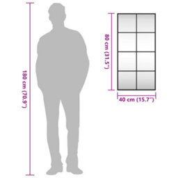Vidaxl Wall Mirror Black 40X80 Cm Rectangle Iron - thumbnail 9