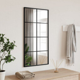 Vidaxl Wall Mirror Black 40X80 Cm Rectangle Iron - thumbnail 1