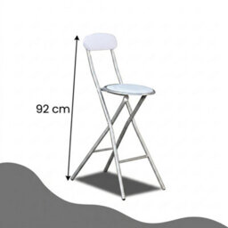 Lightweight Folding Breakfast Bar Stool With Padded Round Seat  Black (1 Chair) - thumbnail 3