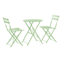 Harbour Housewares 2 Seater Sussex Bistro Set - Round - Sage Green - thumbnail 1