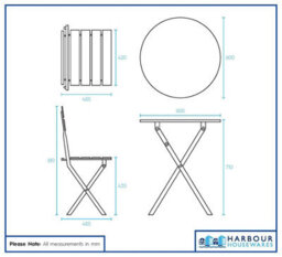 Harbour Housewares 2 Seater Sussex Bistro Set - Round - Sage Green - thumbnail 5