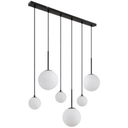 Luminosa Lighting Luminosa Hallie Cluster Pendant Ceiling Light Matt Black Opal Glass Shade 6X E27 - thumbnail 2