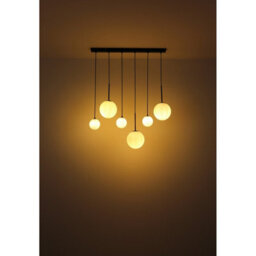 Luminosa Lighting Luminosa Hallie Cluster Pendant Ceiling Light Matt Black Opal Glass Shade 6X E27 - thumbnail 5