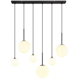 Luminosa Lighting Luminosa Hallie Cluster Pendant Ceiling Light Matt Black Opal Glass Shade 6X E27 - thumbnail 3