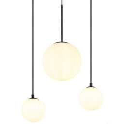 Luminosa Lighting Luminosa Hallie Cluster Pendant Ceiling Light Matt Black Opal Glass Shade 6X E27 - thumbnail 4