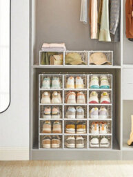LEDREM Clear Shoe Boxes, Set Of 18 Shoe Storage Organsiers, Stackable, Breathable, And Foldable, For Max. Uk Size 11 - thumbnail 1
