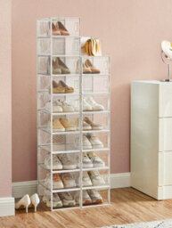 LEDREM Clear Shoe Boxes, Set Of 18 Shoe Storage Organsiers, Stackable, Breathable, And Foldable, For Max. Uk Size 11 - thumbnail 2