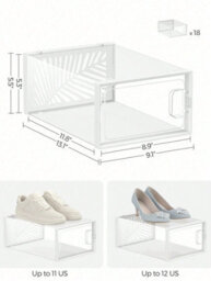 LEDREM Clear Shoe Boxes, Set Of 18 Shoe Storage Organsiers, Stackable, Breathable, And Foldable, For Max. Uk Size 11 - thumbnail 9