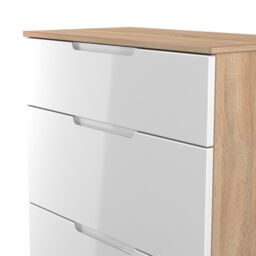 Messina Ready Assembled Gloss & Matt White & Oak 3 Drawer Deep Chest (H)875mm (W)740mm (D)390mm - thumbnail 4