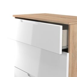 Messina Ready Assembled Gloss & Matt White & Oak 3 Drawer Deep Chest (H)875mm (W)740mm (D)390mm - thumbnail 3