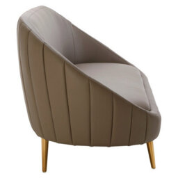 Orsina Silhouette Mink Sofa,decorative Curved Sofa With Brown Faux Leather Upholstery,gold Finished Couch Seat - thumbnail 4