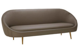 Orsina Silhouette Mink Sofa,decorative Curved Sofa With Brown Faux Leather Upholstery,gold Finished Couch Seat - thumbnail 3