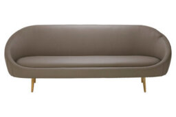 Orsina Silhouette Mink Sofa,decorative Curved Sofa With Brown Faux Leather Upholstery,gold Finished Couch Seat - thumbnail 6