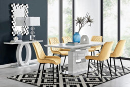 Furniturebox Uk Arezzo Large Extending Dining Table And 6 Mustard Pesaro Black Leg Chairs - thumbnail 1