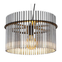 Luminosa Lighting Luminosa Gorley Pendant Ceiling Light Matt Black Smoke Glass Shade 1X E27 - thumbnail 3