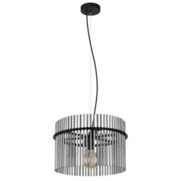 Luminosa Lighting Luminosa Gorley Pendant Ceiling Light Matt Black Smoke Glass Shade 1X E27 - thumbnail 2