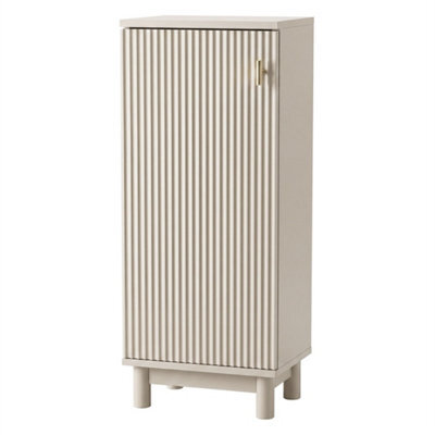 Cream 80Cm Tall Bathroom Cabinet Vanity Narrow Storage Cupboard Fluted 3 Tier - image 1