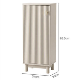 Cream  80Cm Tall Bathroom Cabinet Vanity Narrow Storage Cupboard Fluted 3 Tier - thumbnail 2