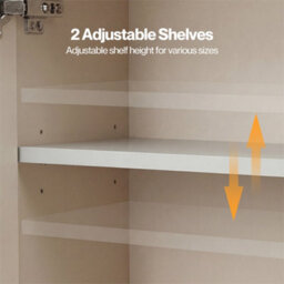 Cream  80Cm Tall Bathroom Cabinet Vanity Narrow Storage Cupboard Fluted 3 Tier - thumbnail 4