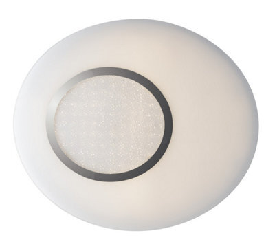 Luminosa Lighting Luminosa Gioia Led Round Flush Decorative Ceiling Lamp, White, Chrome, 4000K
