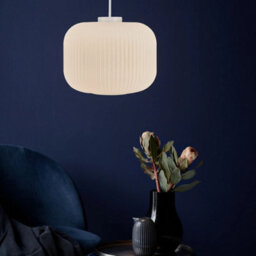 Nordlux Milford Glass Pendant Light Ribbed  White,mains - thumbnail 1