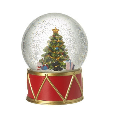 Heaven Sends Christmas Tree On Drum Base Snow Globe, 13 X 8.4 Cm, Red Base
