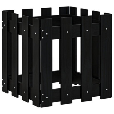 Berkfield Versatile Garden Planter With Fence Design Black 40X40X40 Cm Solid Wood Pine - image 1