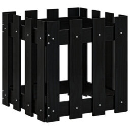 Berkfield Versatile Garden Planter With Fence Design Black 40X40X40 Cm Solid Wood Pine - thumbnail 1