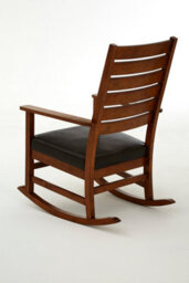 Orsina Durable Brown Leather Effect Rocking Chair, Occassional Arm Chair For Livingroom, Eco Friendly Wooden Chair - thumbnail 5