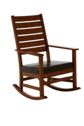 Orsina Durable Brown Leather Effect Rocking Chair, Occassional Arm Chair For Livingroom, Eco Friendly Wooden Chair - thumbnail 2